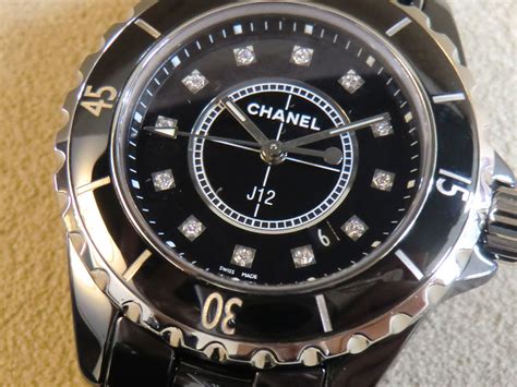 chanel j12 33mm ブラックセラミック 12pダイヤ 買取|CHANEL シャネル J12 ブラック セラミック 12Pダイヤ H1625 .